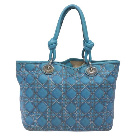 DIOR Canage Hand Bag Coated Canvas Blue Silver - Picture 3 of 12